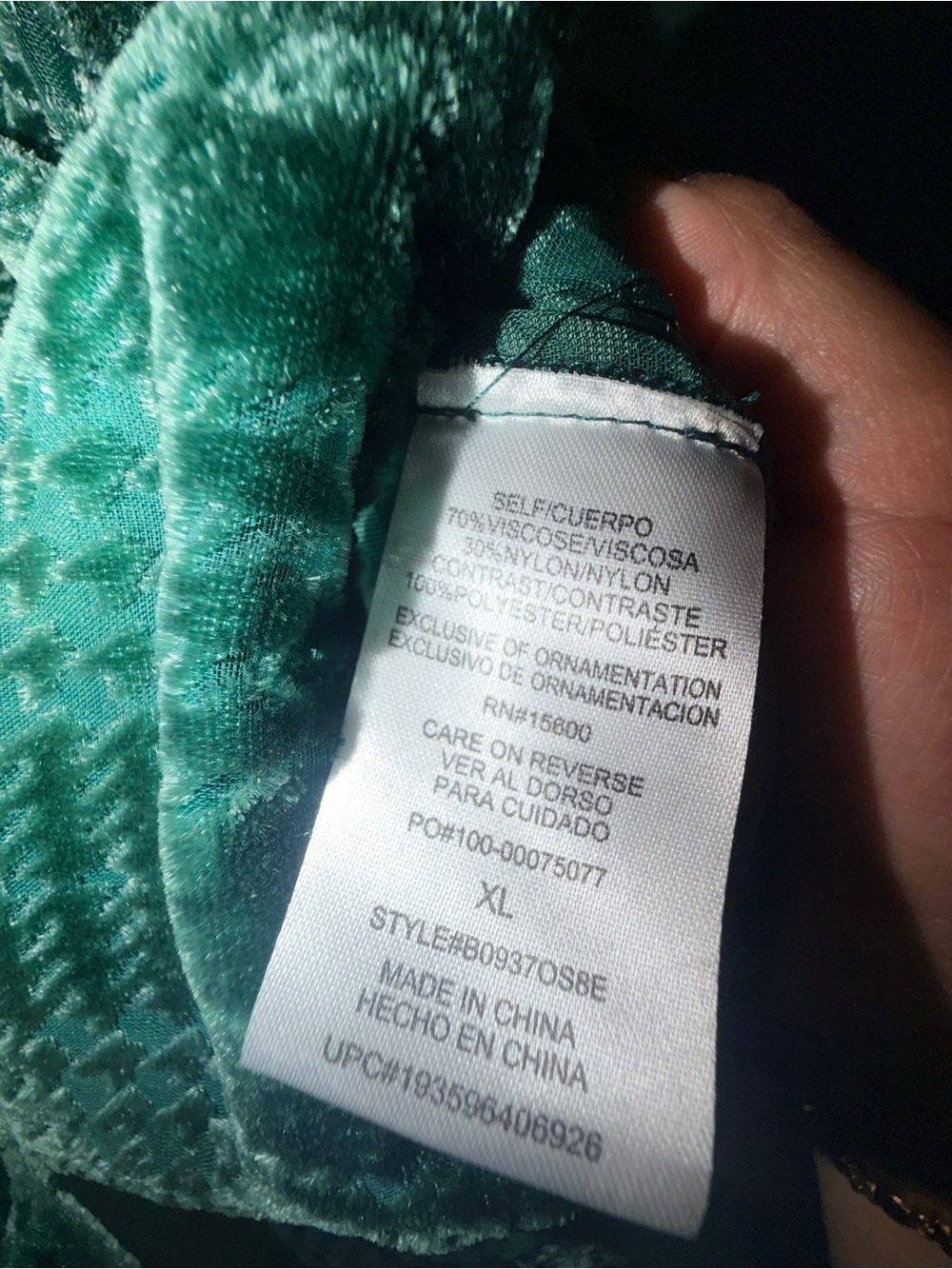 Democracy Womens XL Dark Green Plaid Velvet Burnout Button Front Shirt Blouse - Picture 4 of 4
